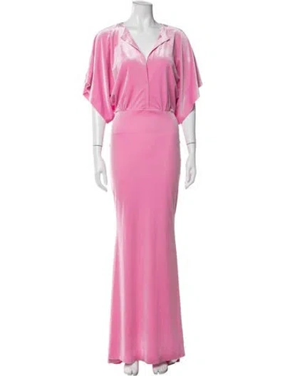 Pre-owned Norma Kamali V-neck Long Dress In Pink