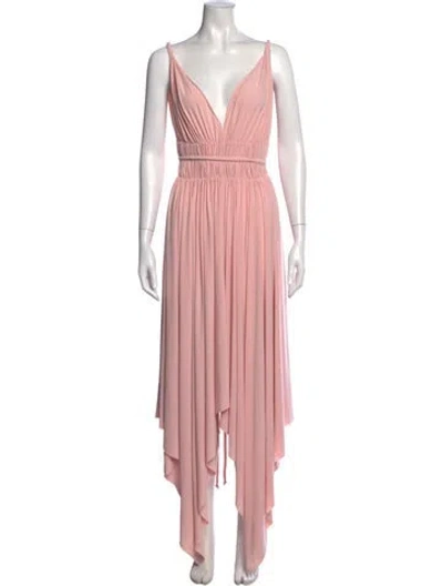 Pre-owned Norma Kamali V-neck Long Dress In Pink
