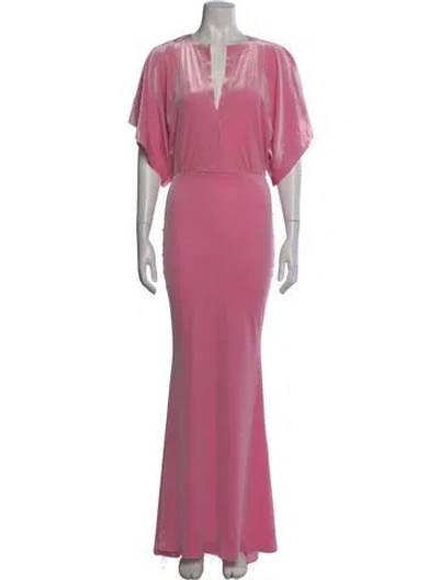 Pre-owned Norma Kamali V-neck Long Dress In Pink