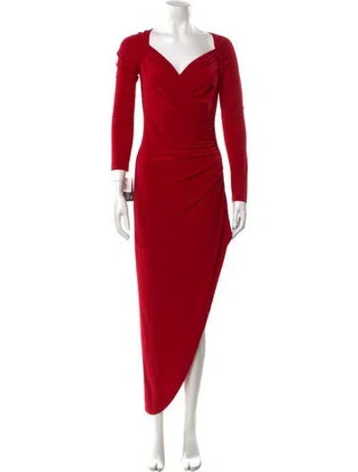 Pre-owned Norma Kamali V-neck Long Dress In Red