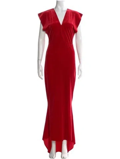 Pre-owned Norma Kamali V-neck Long Dress In Red