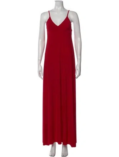 Pre-owned Norma Kamali V-neck Long Dress In Red