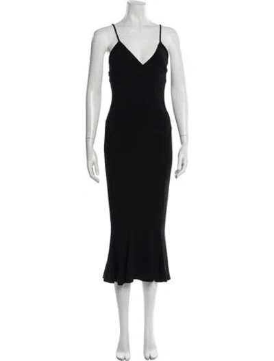 Pre-owned Norma Kamali V-neck Long Dress W/ Tags In Black