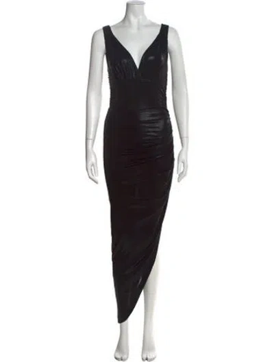 Pre-owned Norma Kamali V-neck Long Dress W/ Tags In Black