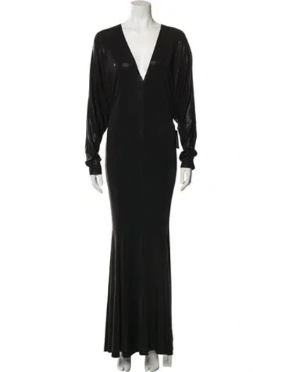 Pre-owned Norma Kamali V-neck Long Dress W/ Tags In Black
