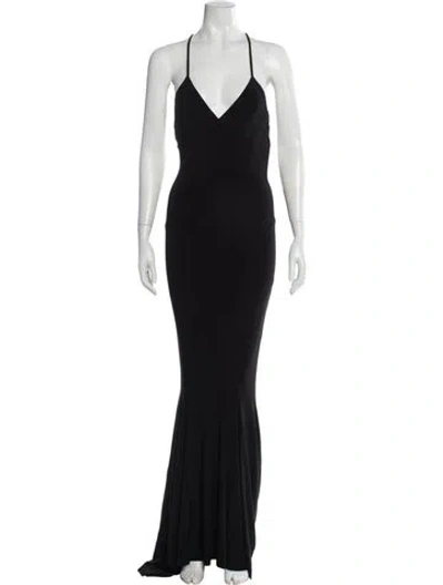 Pre-owned Norma Kamali V-neck Long Dress W/ Tags In Black
