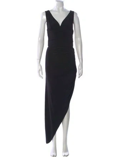 Pre-owned Norma Kamali V-neck Long Dress W/ Tags In Black