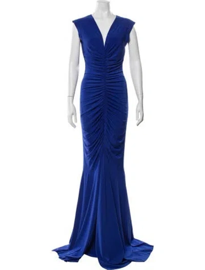 Pre-owned Norma Kamali V-neck Long Dress W/ Tags In Blue