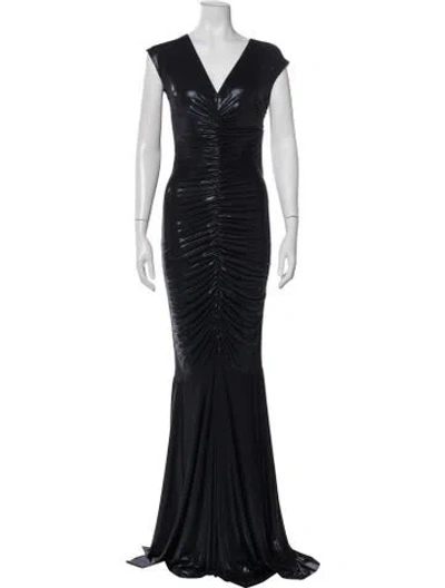 Pre-owned Norma Kamali V-neck Long Dress W/ Tags In Blue