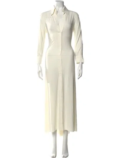 Pre-owned Norma Kamali V-neck Long Dress W/ Tags In White
