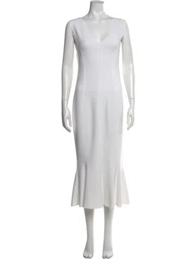 Pre-owned Norma Kamali V-neck Long Dress In White