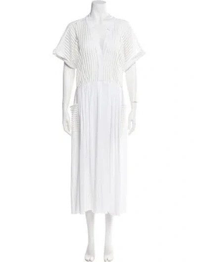 Pre-owned Norma Kamali V-neck Long Dress In White