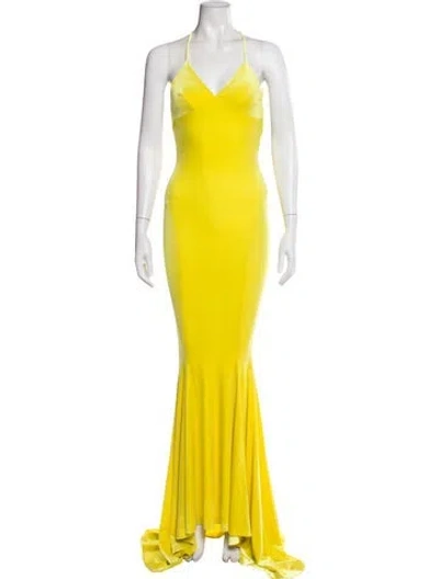 Pre-owned Norma Kamali V-neck Long Dress In Yellow