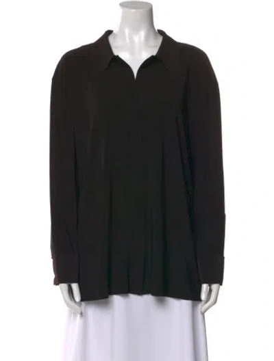 Pre-owned Norma Kamali V-neck Long Sleeve Blouse In Black