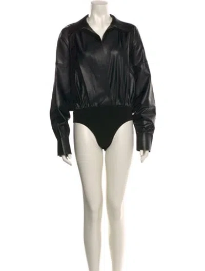 Pre-owned Norma Kamali V-neck Long Sleeve Bodysuit In Black