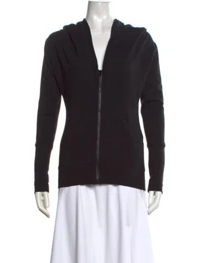 Pre-owned Norma Kamali V-neck Long Sleeve Hoodie In Black