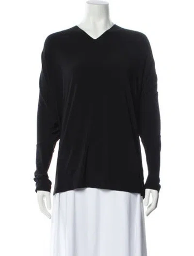Pre-owned Norma Kamali V-neck Long Sleeve Sweatshirt In Black