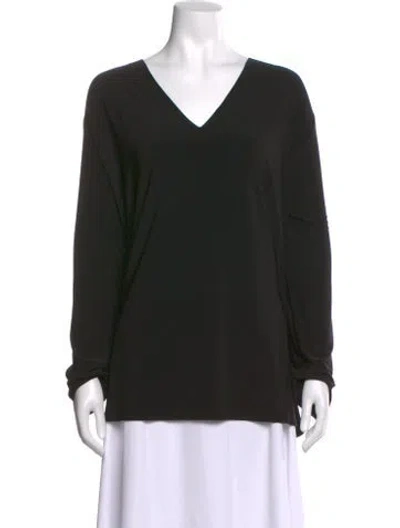 Pre-owned Norma Kamali V-neck Long Sleeve Top In Black