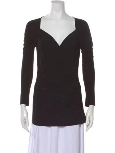 Pre-owned Norma Kamali V-neck Long Sleeve Top In Black