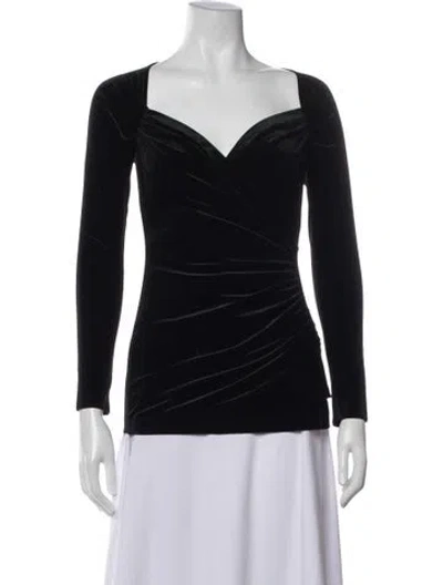 Pre-owned Norma Kamali V-neck Long Sleeve Top In Black