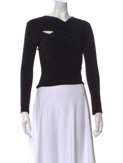 Pre-owned Norma Kamali V-neck Long Sleeve Top W/ Tags In Black