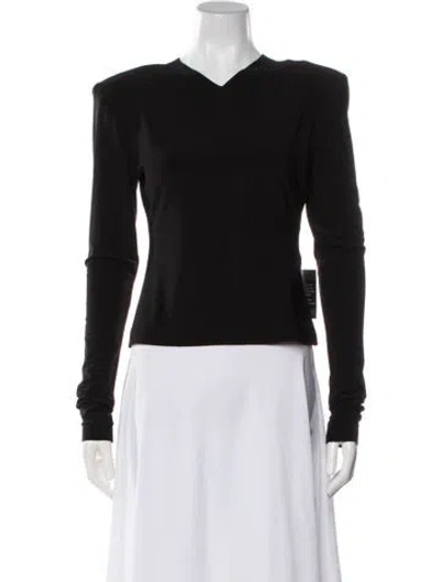 Pre-owned Norma Kamali V-neck Long Sleeve Top W/ Tags In Black