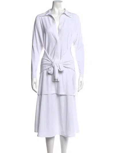 Pre-owned Norma Kamali V-neck Long Sleeve Top In White