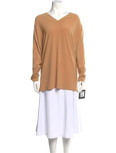 Pre-owned Norma Kamali V-neck Long Sleeve Top In Yellow