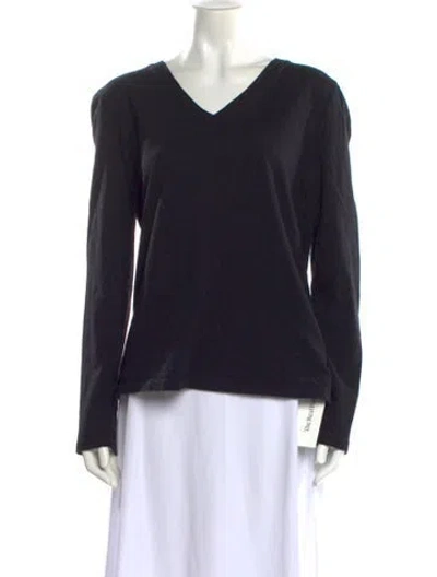 Pre-owned Norma Kamali V-neck Long Sleeve T-shirt In Black