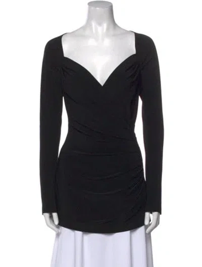 Pre-owned Norma Kamali V-neck Long Sleeve Tunic In Black