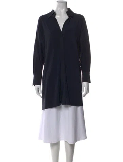Pre-owned Norma Kamali V-neck Long Sleeve Tunic In Black