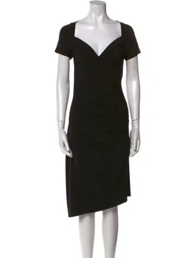 Pre-owned Norma Kamali V-neck Midi Length Dress In Black