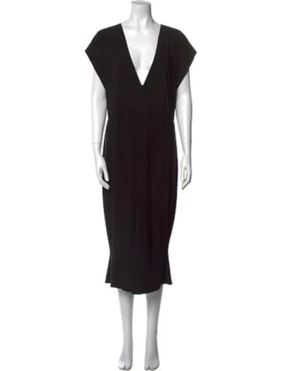 Pre-owned Norma Kamali V-neck Midi Length Dress In Black