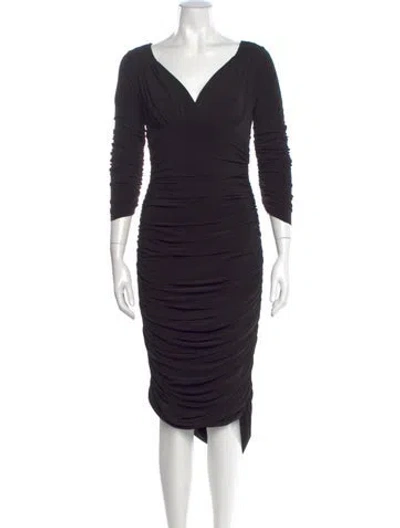 Pre-owned Norma Kamali V-neck Midi Length Dress In Black