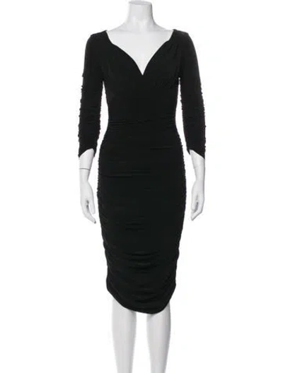 Pre-owned Norma Kamali V-neck Midi Length Dress In Black