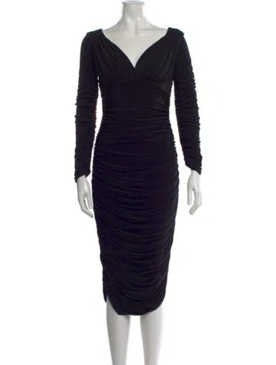 Pre-owned Norma Kamali V-neck Midi Length Dress In Black