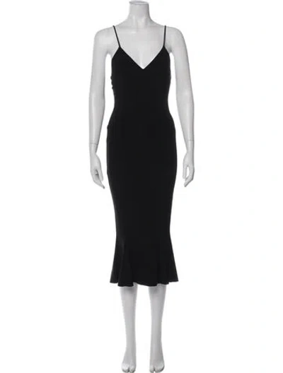 Pre-owned Norma Kamali V-neck Midi Length Dress In Black