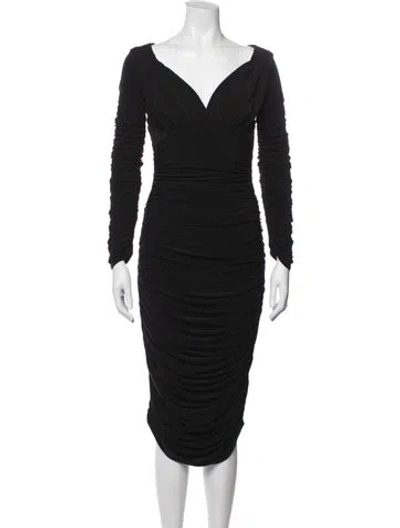 Pre-owned Norma Kamali V-neck Midi Length Dress In Black