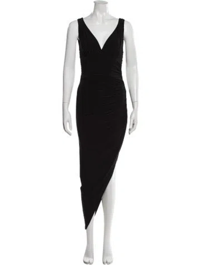 Pre-owned Norma Kamali V-neck Midi Length Dress In Black