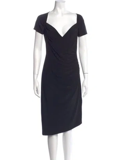 Pre-owned Norma Kamali V-neck Midi Length Dress In Blue