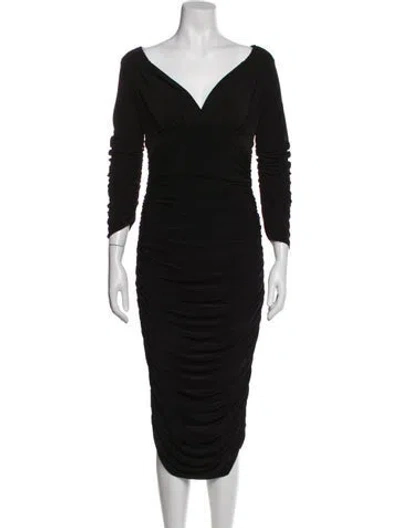Pre-owned Norma Kamali V-neck Midi Length Dress In Blue