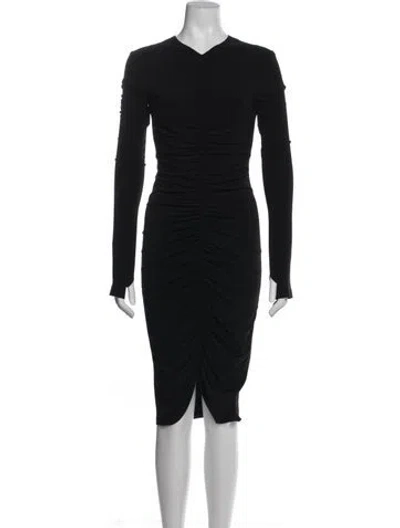 Pre-owned Norma Kamali V-neck Midi Length Dress In Blue