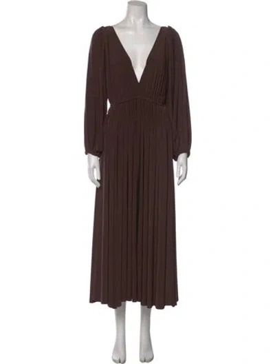 Pre-owned Norma Kamali V-neck Midi Length Dress In Brown