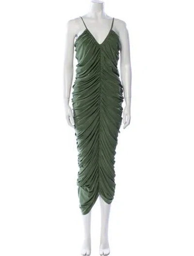 Pre-owned Norma Kamali V-neck Midi Length Dress In Green