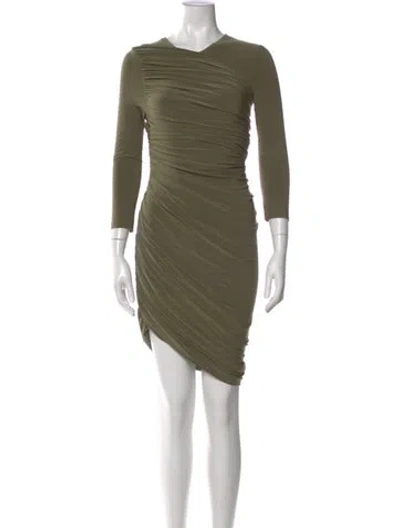 Pre-owned Norma Kamali V-neck Midi Length Dress In Green