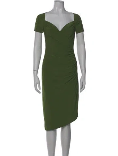 Pre-owned Norma Kamali V-neck Midi Length Dress In Green