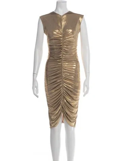 Pre-owned Norma Kamali V-neck Midi Length Dress In Neutrals