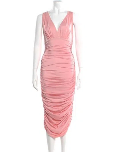 Pre-owned Norma Kamali V-neck Midi Length Dress In Pink