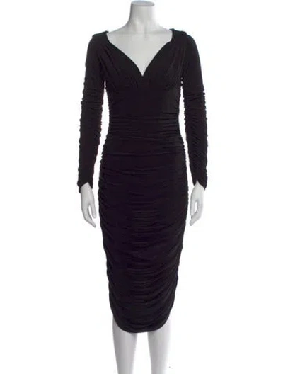 Pre-owned Norma Kamali V-neck Midi Length Dress W/ Tags In Black