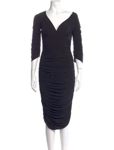 Pre-owned Norma Kamali V-neck Midi Length Dress W/ Tags In Blue